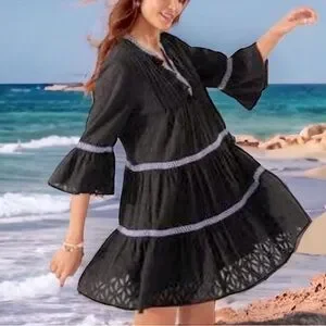 Tommy Bahama | Dresses | Tommy Bahama Black Cotton Clip Embroidered Tier Mini Coverup Dress Sz Medium | Poshmark Tommy Bahama | Dresses | Tommy Bahama Black Cotton Clip Embroidered Tier Mini Coverup Dress Sz Medium | Poshmark